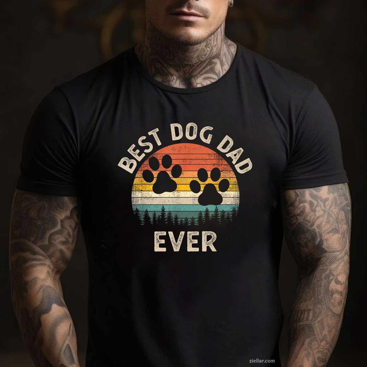 Best Dog Dad Ever Vintage T-Shirt, Father'S Day Dog Lover Vintage Graphic Tee For Men Adults