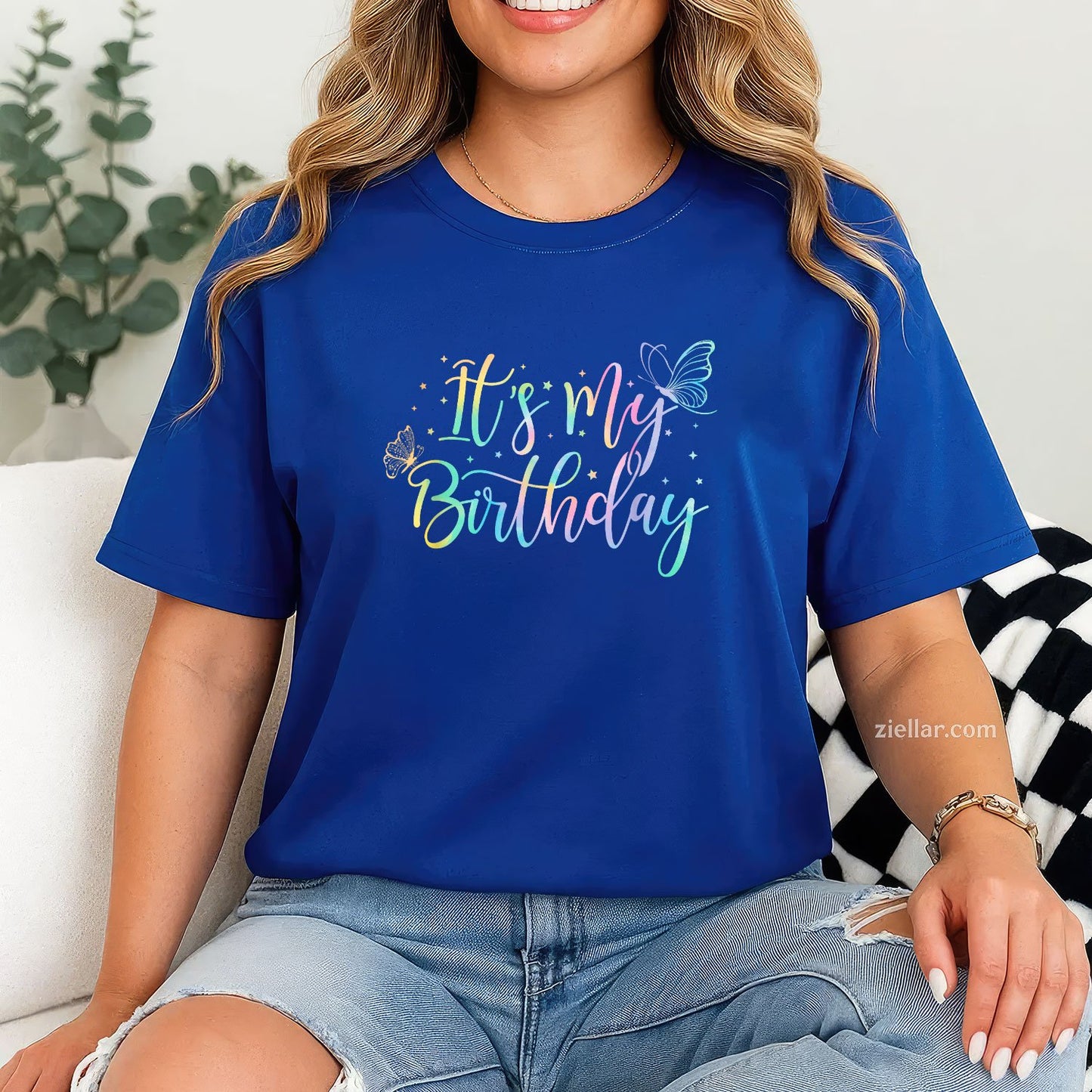 Birthday Butterfly Tie-Dye Tee and T-Shirt, It's My Birthday Party T-Shirt for Women Adults
