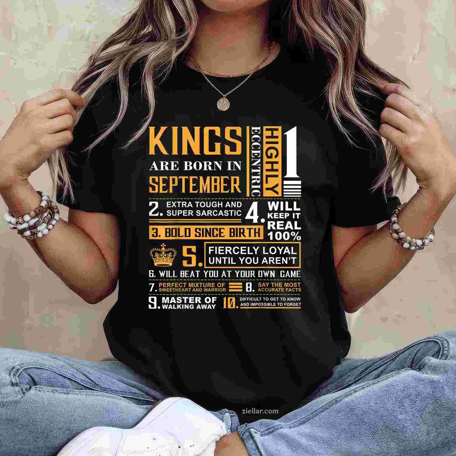 Birthday Gifts - Kings are Born In September T-Shirt Tee T-Shirt Tee for Men Women Adults Unisex