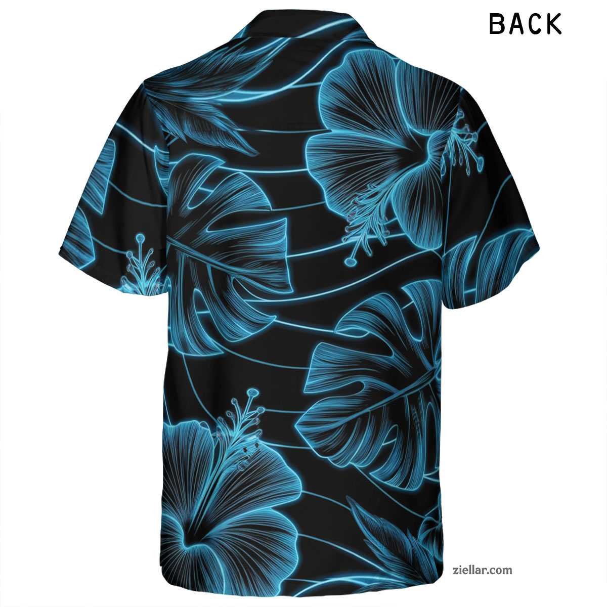 Black Blue Hibiscus Print Hawaiian Shirt and Tee, Tropical Vacation Shirt