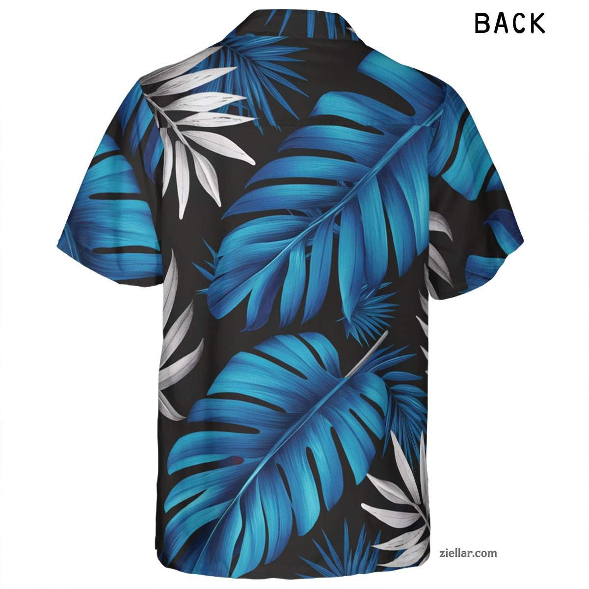 Black Blue Palm Hawaiian Shirt Tee, Tropical Aloha Vacation Shirt Adults