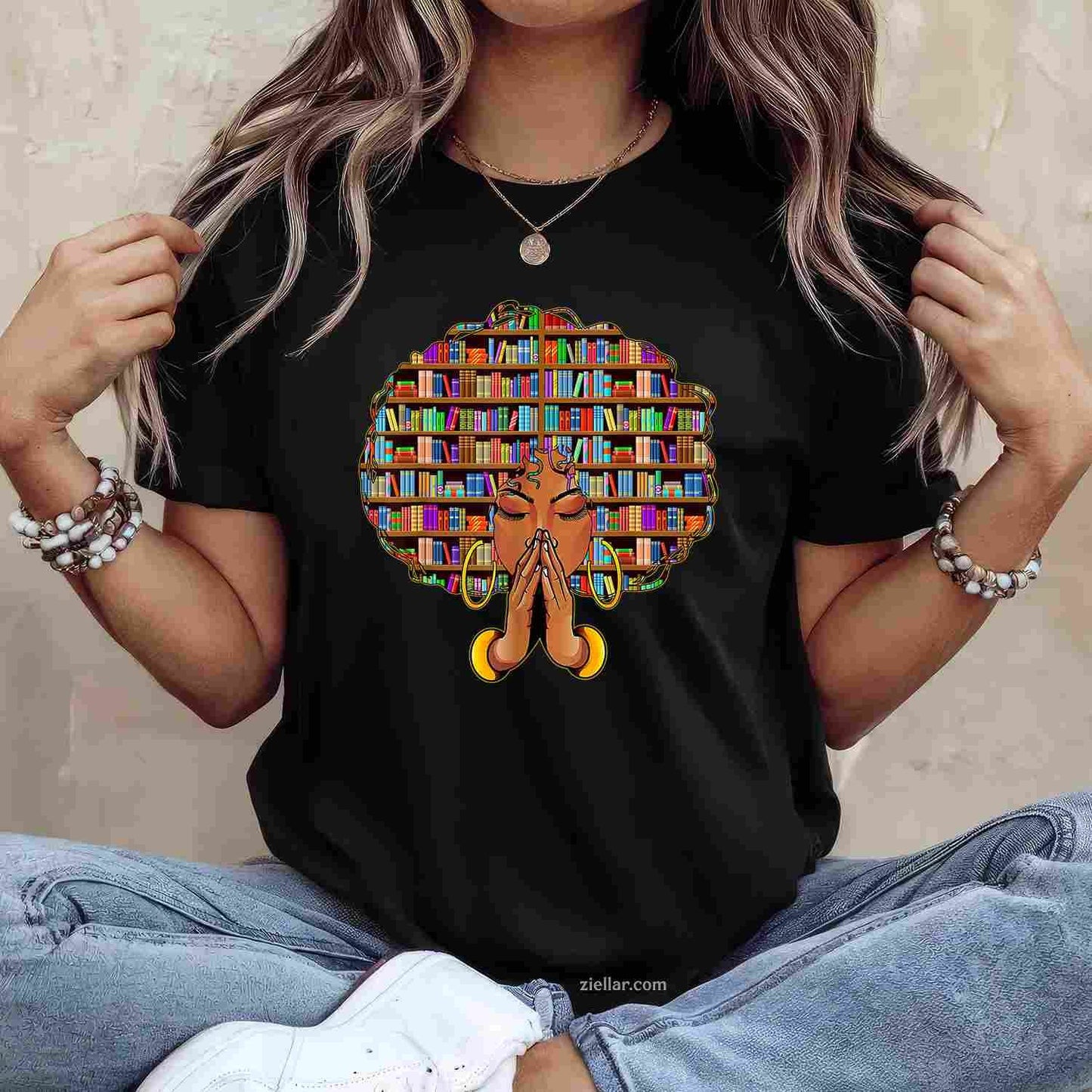 Black History Month Afro Women Girls Book Lover Librarian T-Shirt