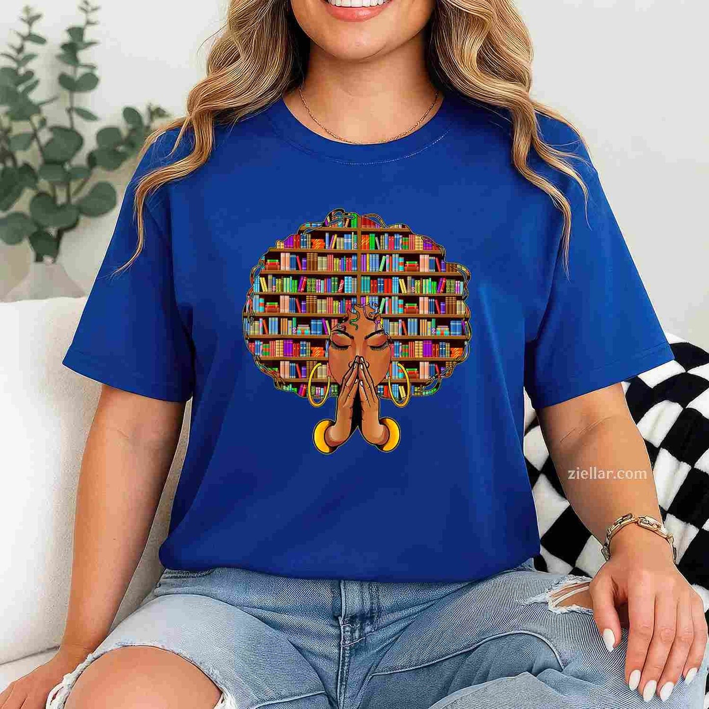 Black History Month Afro Women Girls Book Lover Librarian T-Shirt