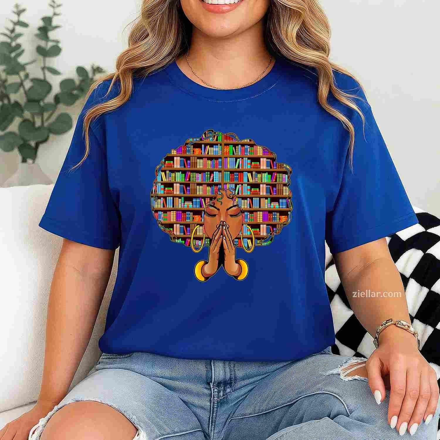 Black History Month Afro Women Girls Book Lover Librarian T-Shirt