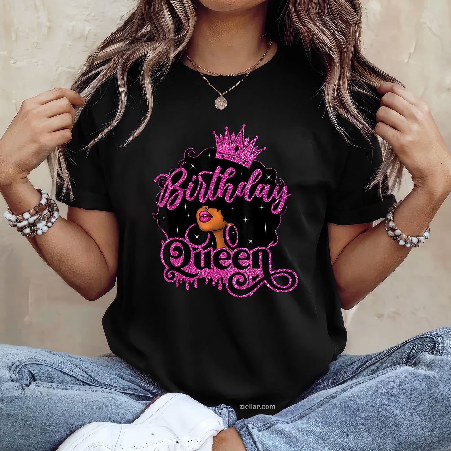 Black Queen Birthday Tee and T-Shirt, Afro Women Graphic T-Shirt Gift for Adults