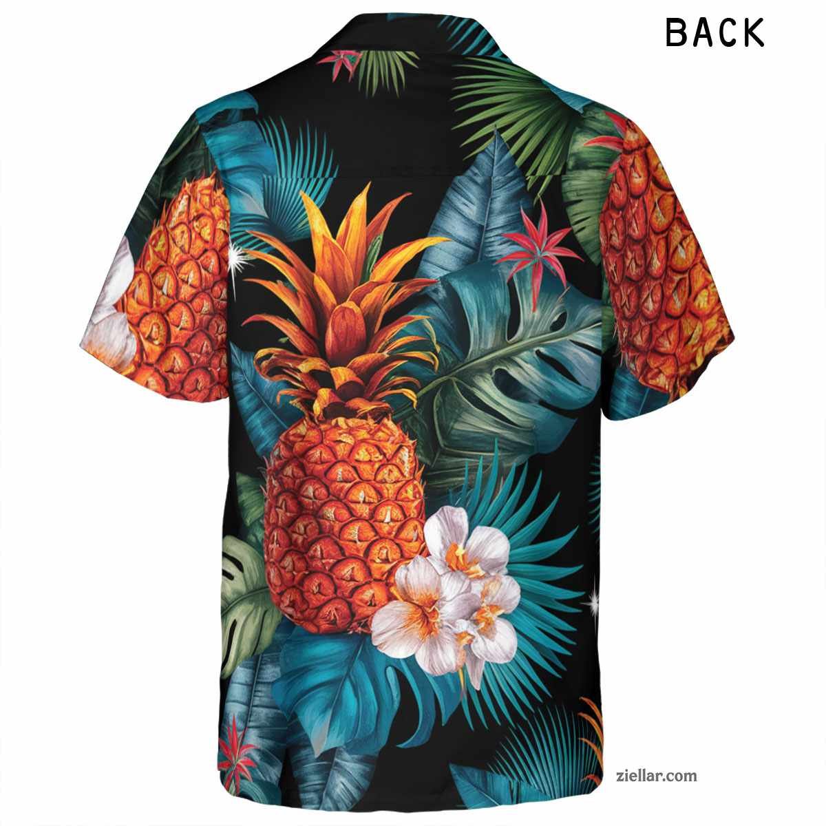 Black Teal Gold Leaf Hawaiian Shirt and Tee, Aloha Summer Party Wear