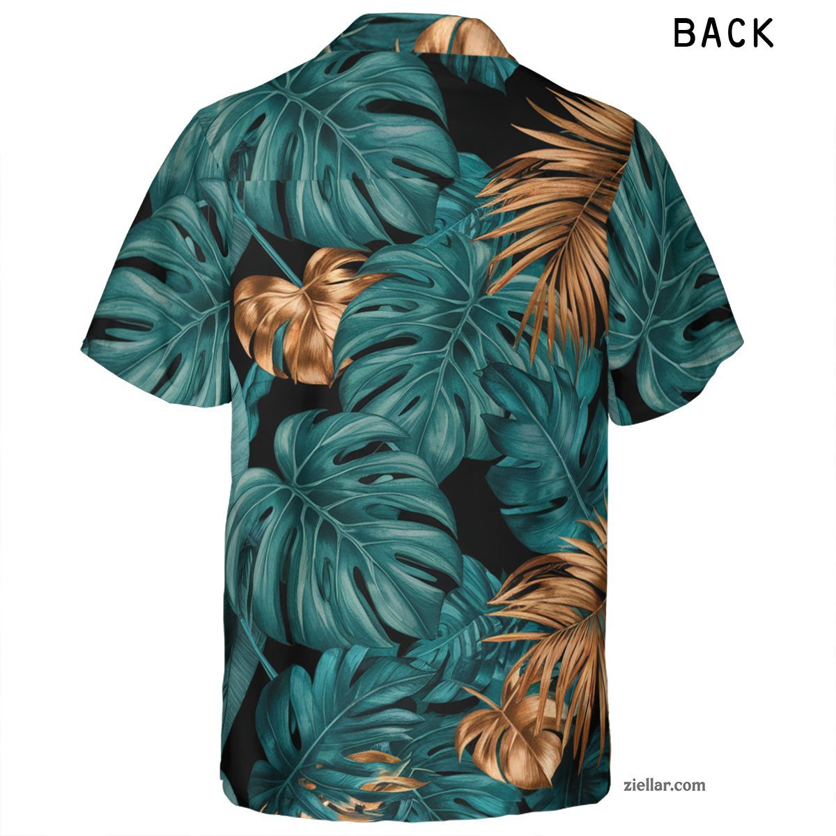 Black Teal Gold Tropical Hawaiian Shirt and Tee, Aloha Beachwear for Adults