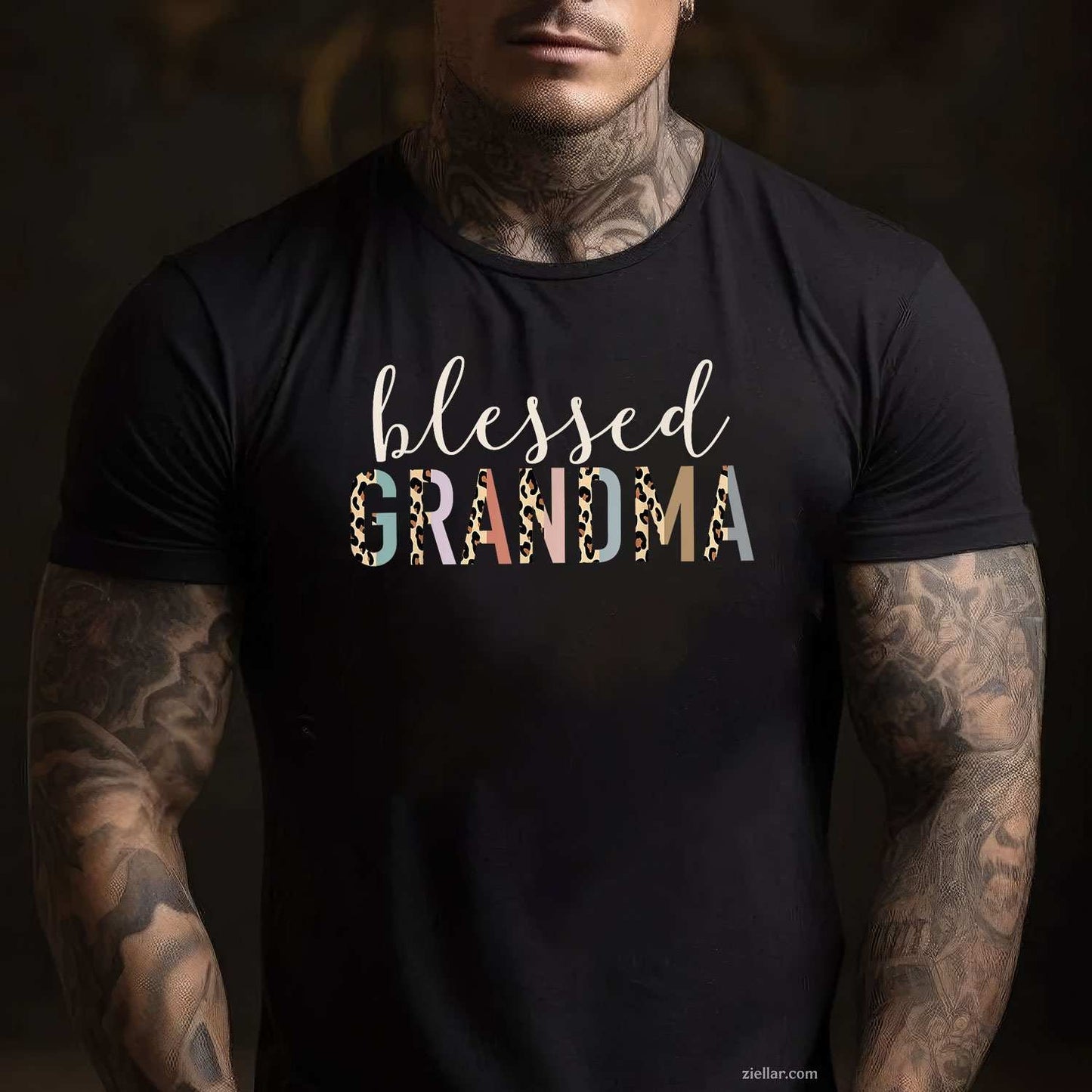 Blessed Grandma Cute Leopard Print T-Shirt Tee for Men Women Adults Unisex