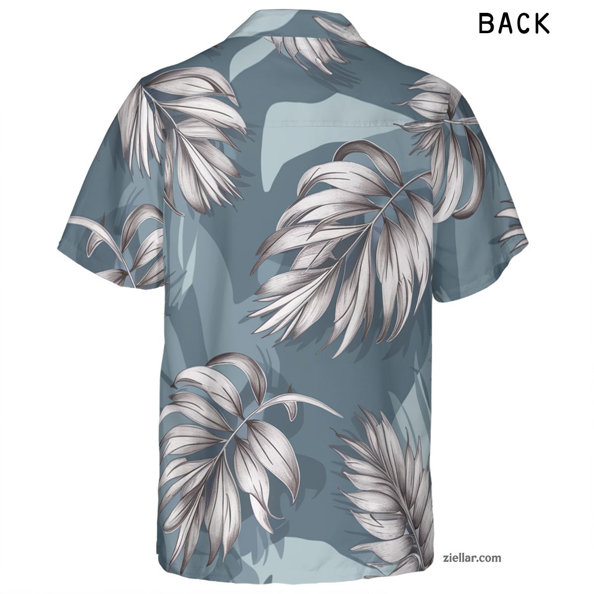 Blue Palm Leaf Print Hawaiian Shirt and Tee, Summer Tropical Vacation Wear