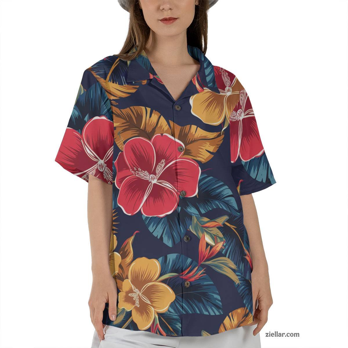 Blue Pineapple Tropical Hawaiian Shirt and Tee, Aloha Beach Party Outfit
