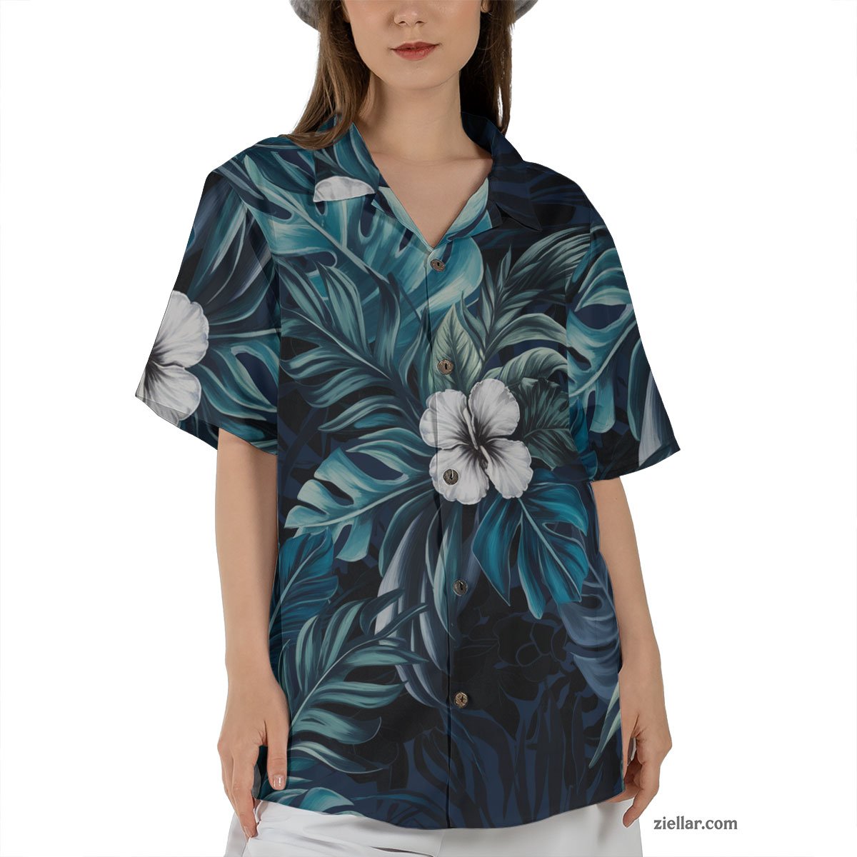 Blue Tropical Leaf and White Hibiscus Hawaiian Shirts Gift for Men Women Summer – Colorful Shirt for Coastal Style