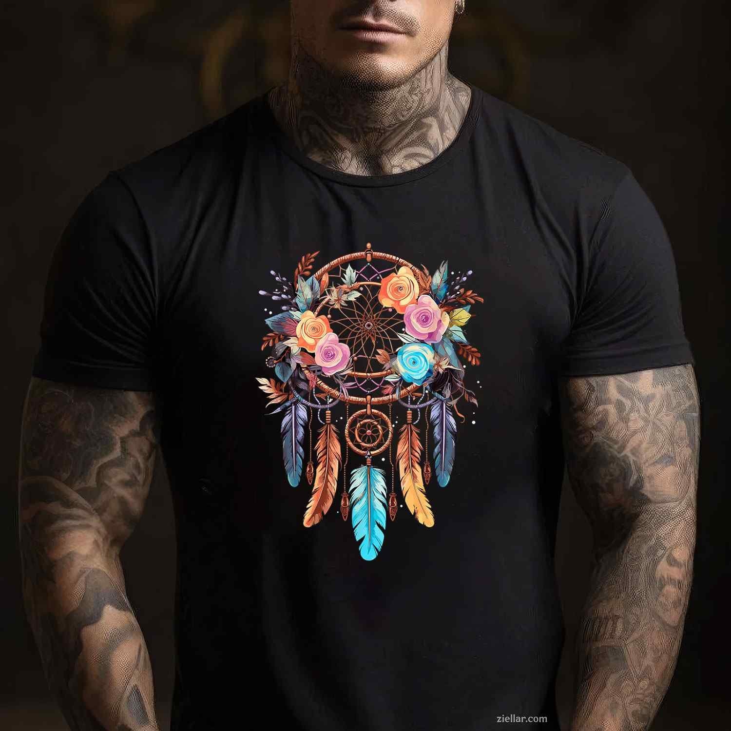Boho Dream Catcher T-Shirt, Vintage Graphic Tee For Cat Lovers, Pet Owners Adults