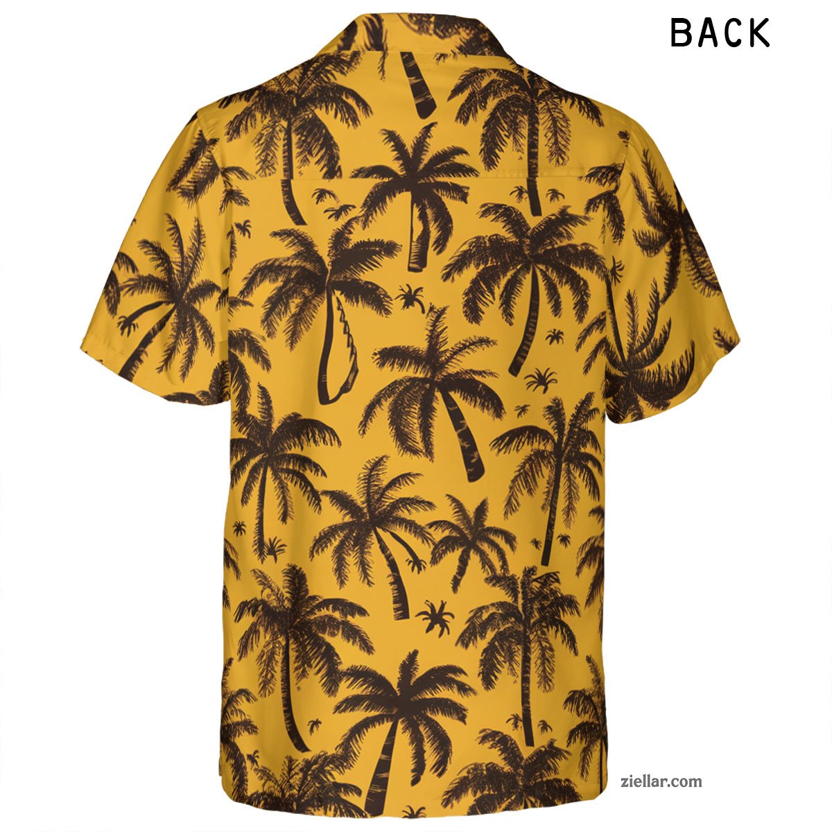 Bold Black Palm Tree Hawaiian Shirt and Tee, Yellow Summer Outfit Unisex