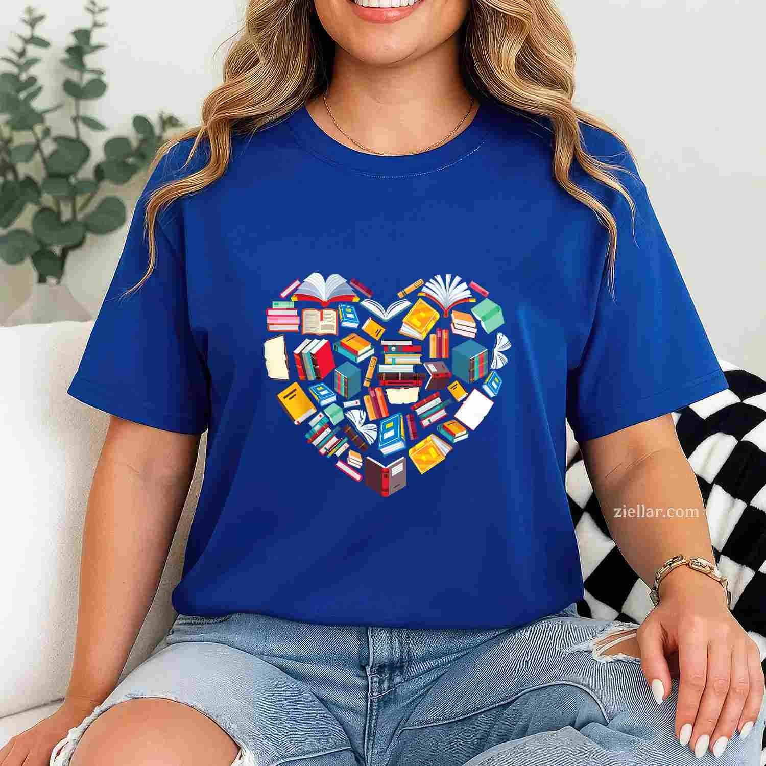Book Lover Heart Shape reading club Librarian Library gifts T-Shirt