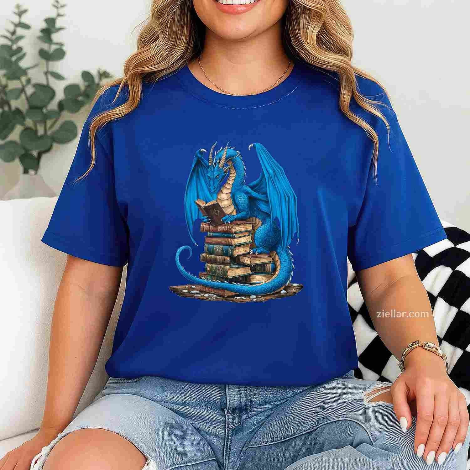 Book Lover Bookworm Reading Books Dragon T-Shirt