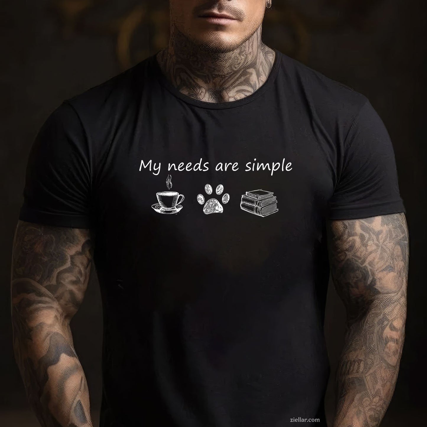Book T Shirt Funny Coffee Dog Book Gift T-Shirt T-Shirt