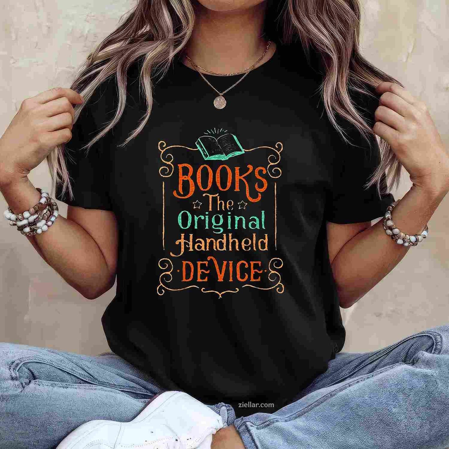 Books The Original Handheld DeviceFunny Book Lover T-Shirt