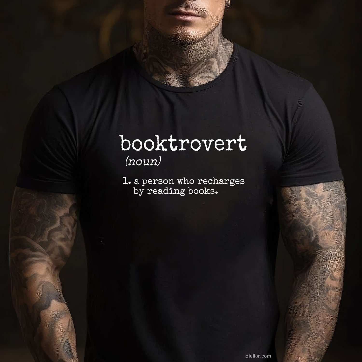 Booktrovert, Funny Book Reader T-Shirt, Retro Graphic Tee For Bookworm And Bibliophile Adults
