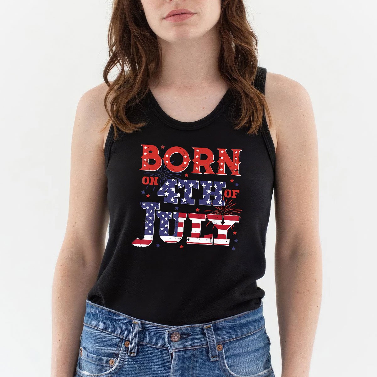 Born On 4th Of July Birthday American Men Women Boys Kids Tank Top Shirt