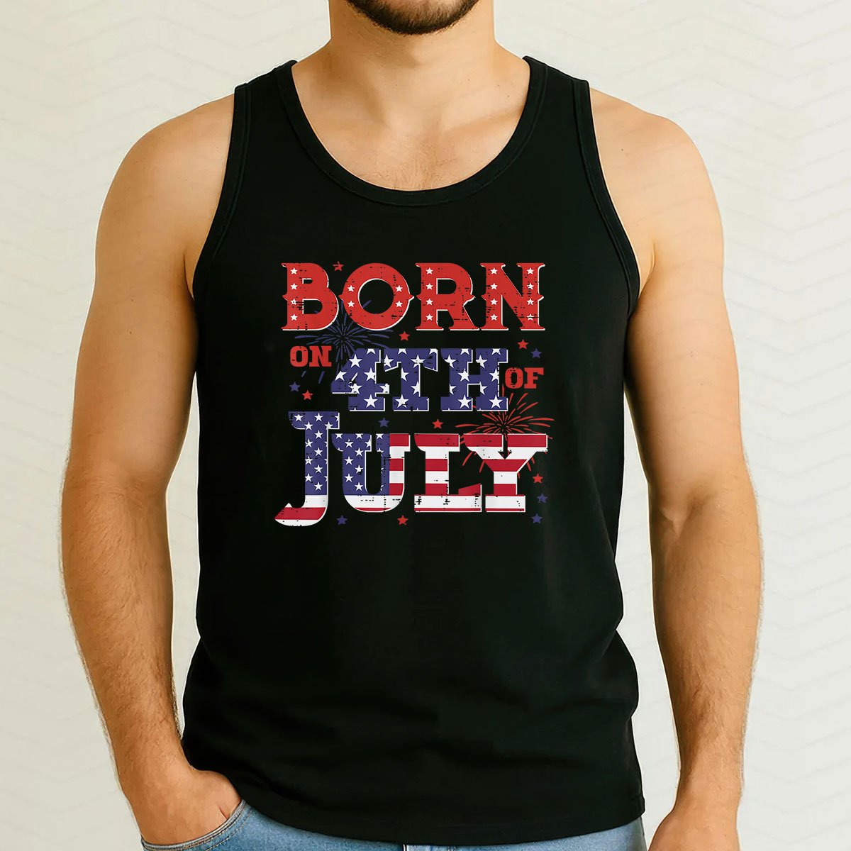 Born On 4th Of July Birthday American Men Women Boys Kids Tank Top Shirt