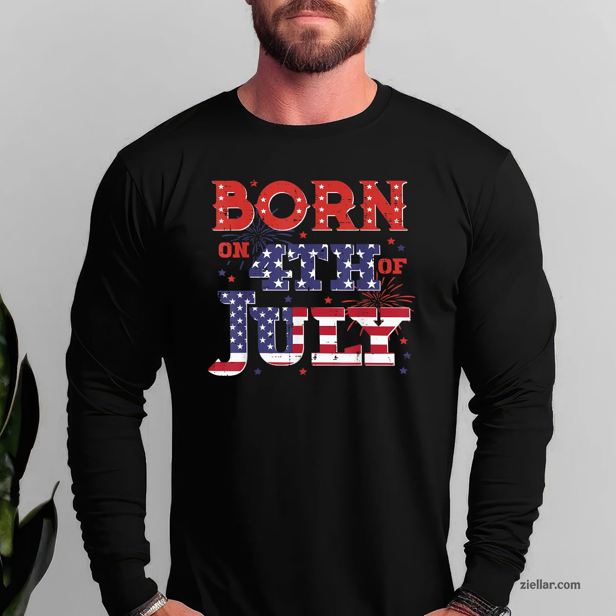 Born On 4th Of July Birthday American Men Women Boys Kids Long Sleeve Shirt