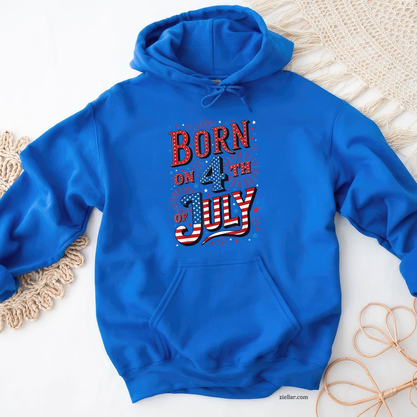 Born On The 4th of July Birthday Patriotic Hoodie Shirt, USA Independence Day Gift