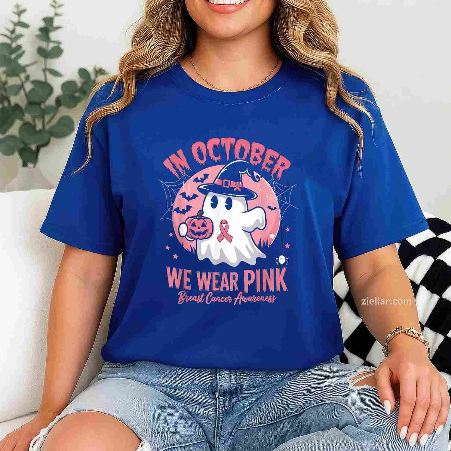Breast Cancer s Women Halloween October Wear Pink Funny Graphic Tee and T-Shirt Gift for Adults Men Women Unisex