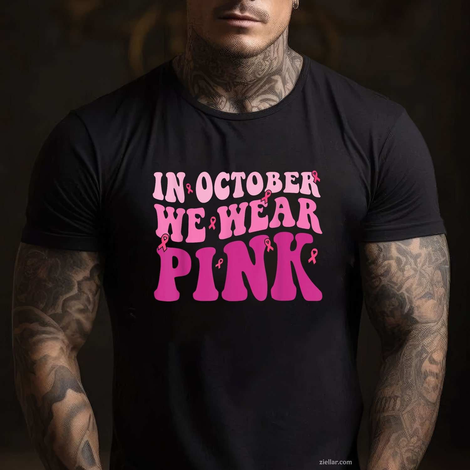 Breast Cancer s for Women In October We Wear Pink Funny Graphic Tee and T-Shirt Gift for Adults Men Women Unisex