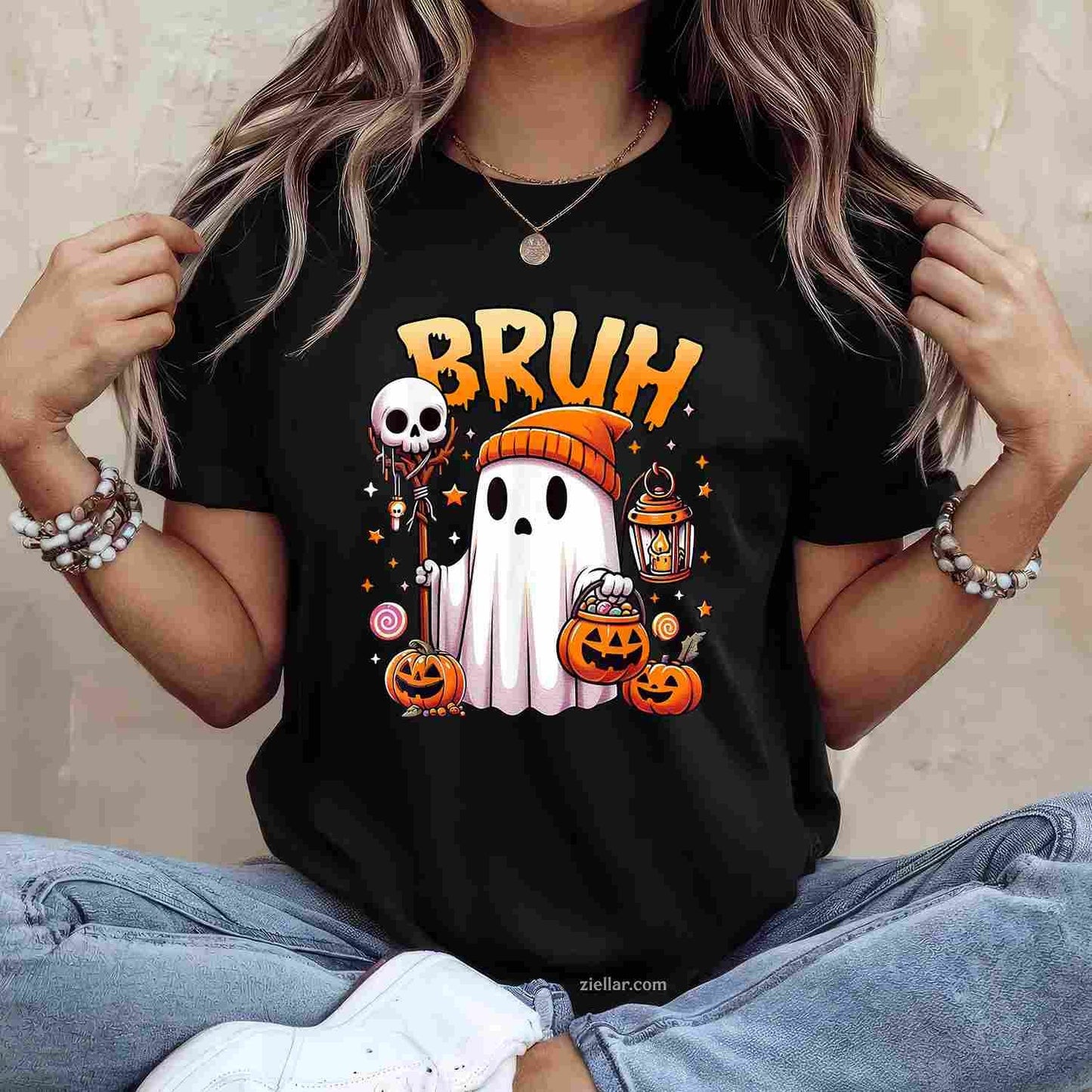 Bruh Ghost Halloween Cute Ghost Trick Or Treat Candy Tee, Halloween T-Shirt for Men Women Adults Unisex, Classic Fit Unisex Design, Everyday Wear Essential