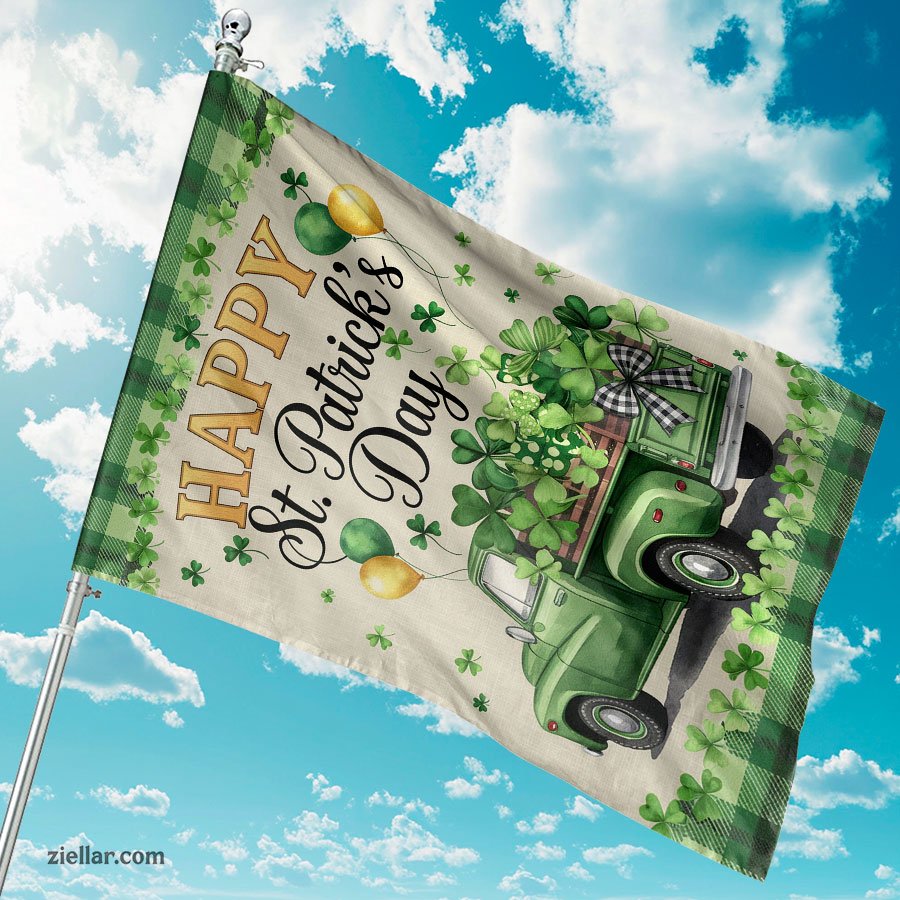 Buffalo Plaid St Patricks Day Garden Flag 12x18 Inch Truck Shamrocks Yard Sign