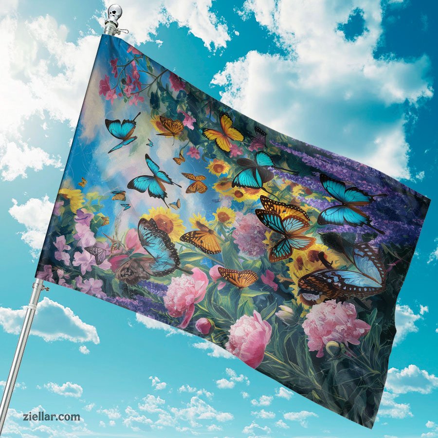 Butterfly Garden Flag 12x18 Inch Spring Floral Yard Outdoor Lawn Decoration