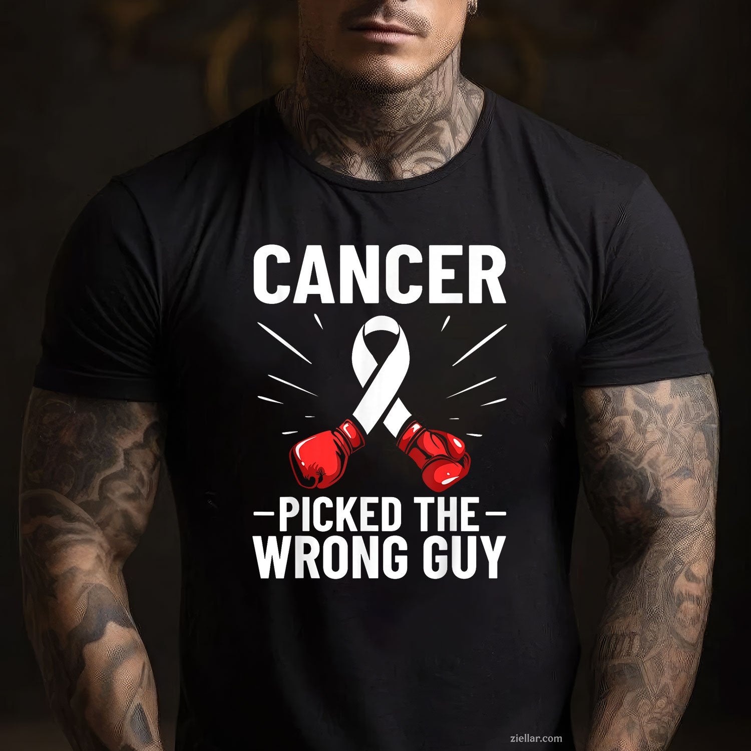 Cancer Picked The Wrong Guy Lung Cancer Awareness Tee and T-Shirt, Lung Cancer Awareness Support T-Shirt for Men and Women Adults
