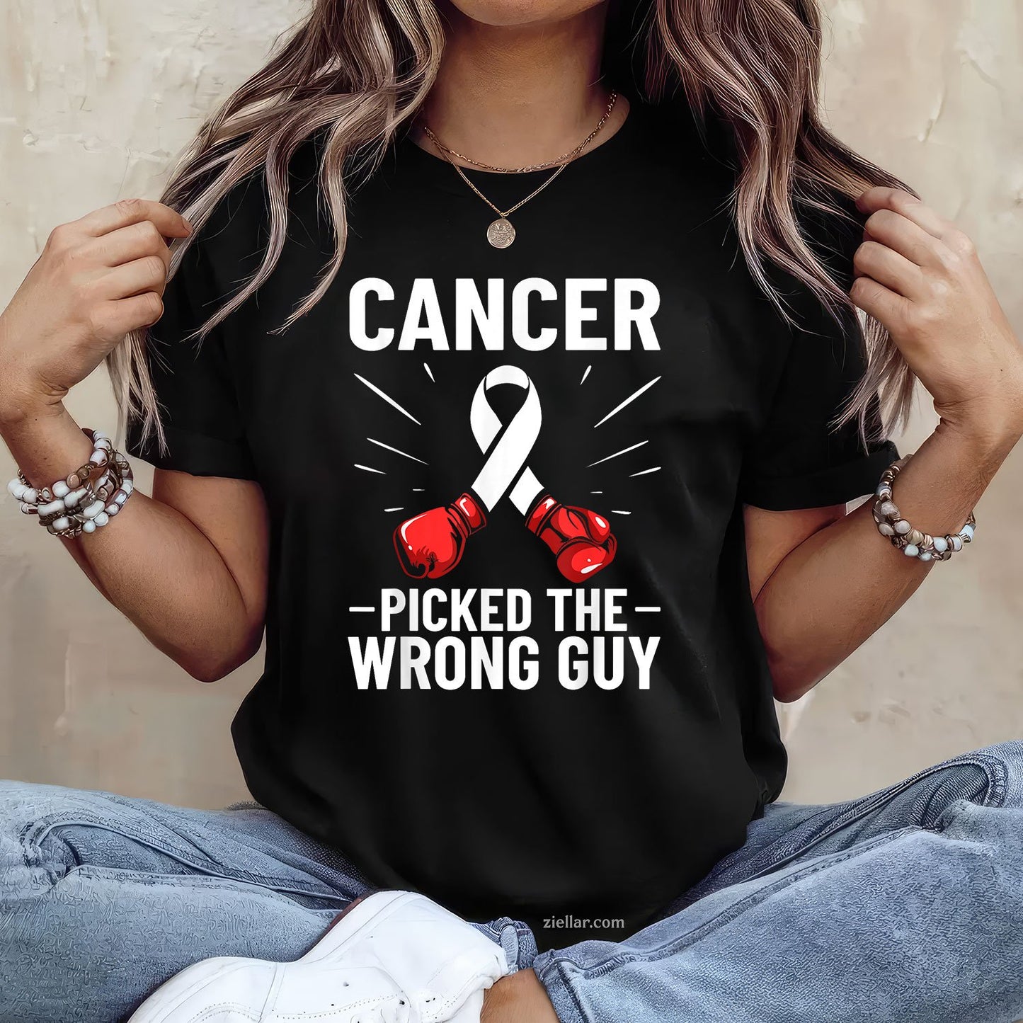 Cancer Picked The Wrong Guy Lung Cancer Awareness Tee and T-Shirt, Lung Cancer Awareness Support T-Shirt for Men and Women Adults