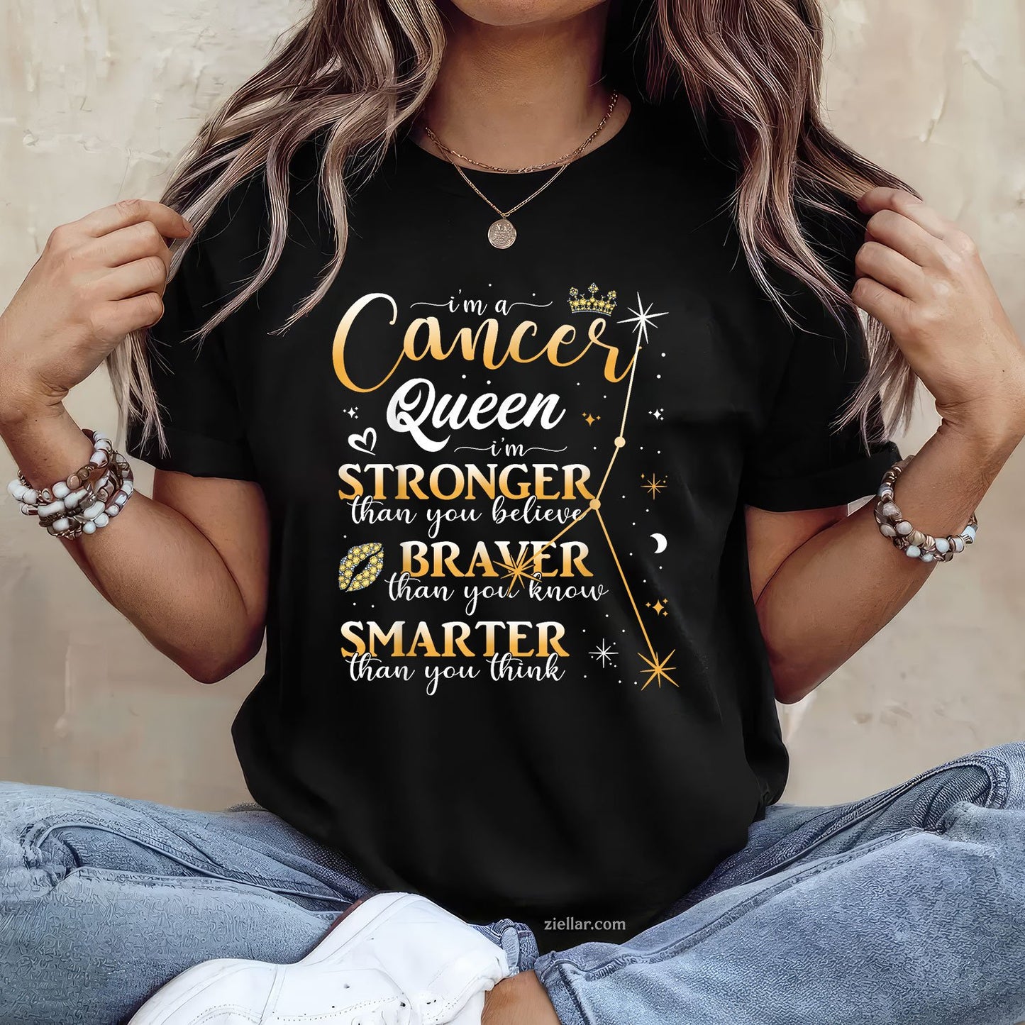 Cancer Zodiac Sign June July Birthday Women Queen Tee TShirt