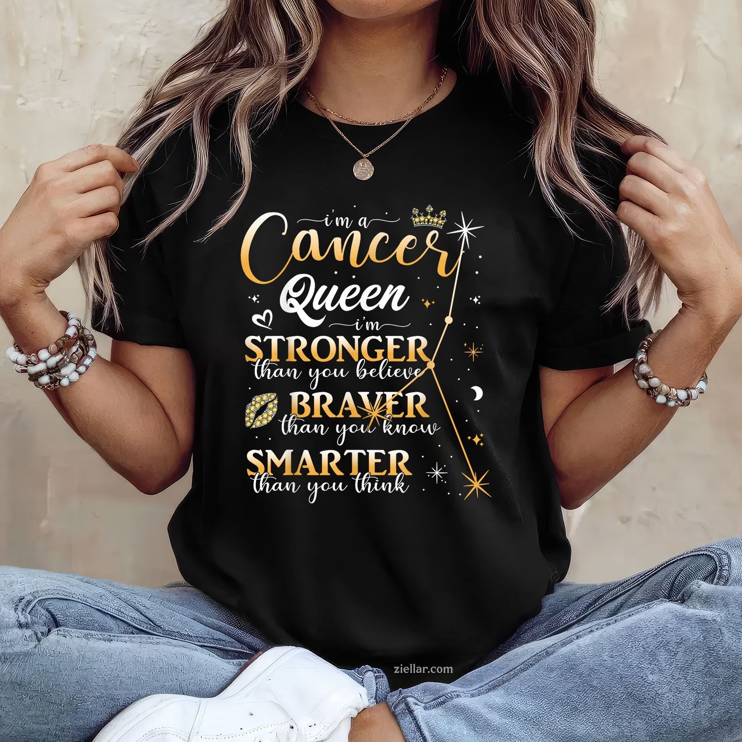 Cancer Zodiac Sign June July Birthday Women Queen Tee TShirt