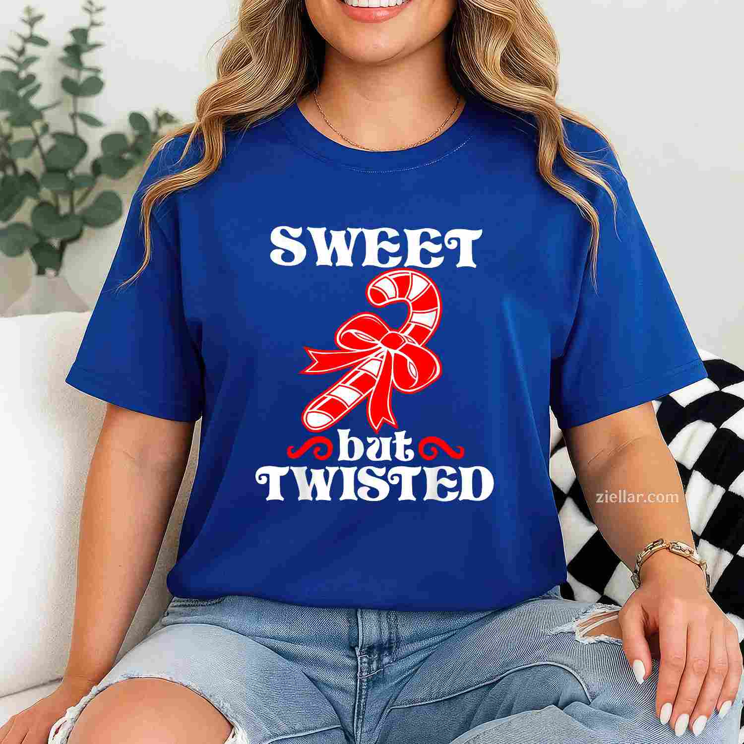 Candy Cane Sweet But Twisted Funny Christmas Short Sleeve T-Shirt, A Sweet But Twisted Funny Christmas Tee