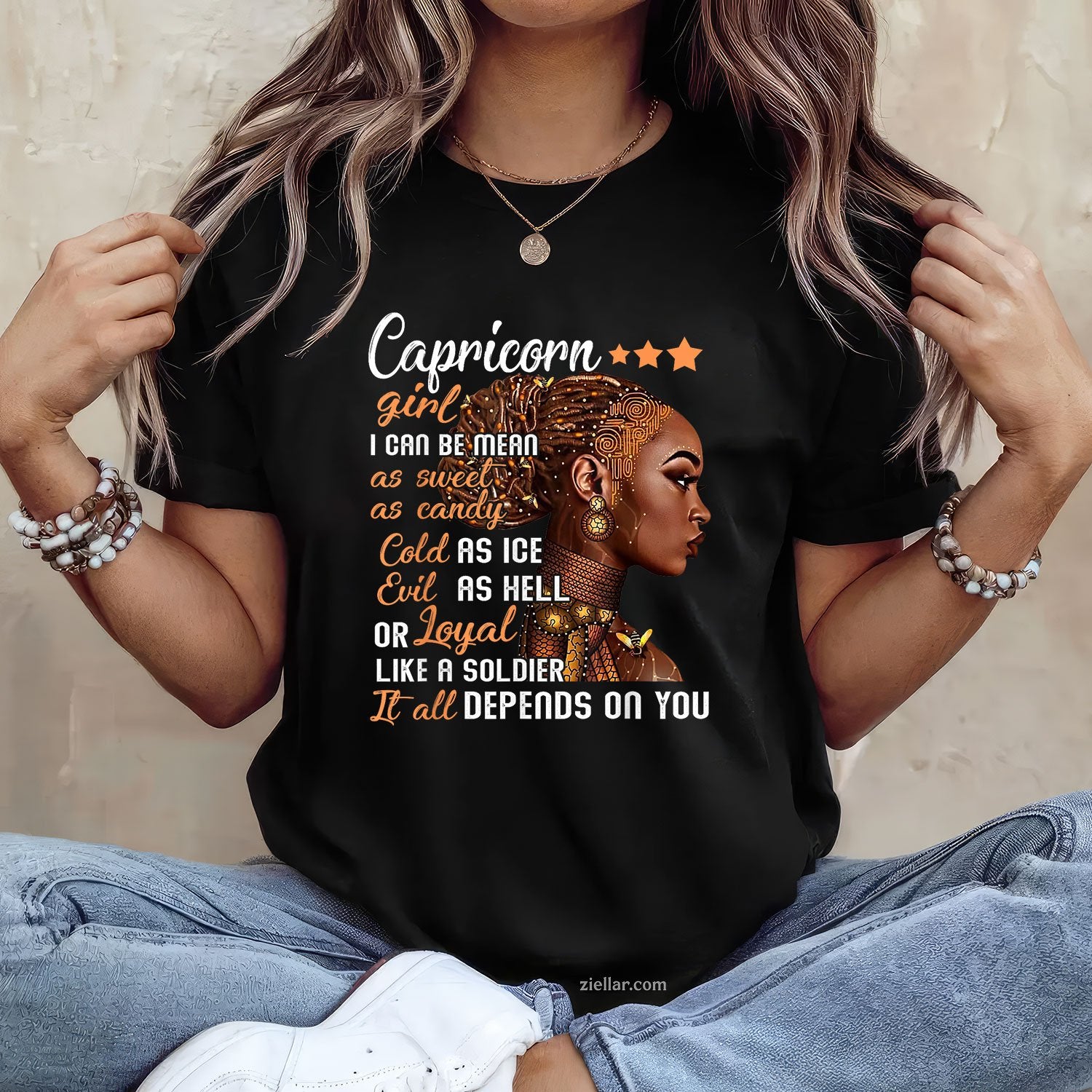 Capricorn Girl Birthday Tee and T-Shirt, December or January Zodiac Gift T-Shirt for Women Adults