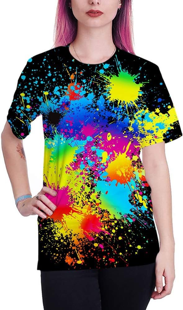 Casual Pattern Graphic Tee for Adults, Unisex Novelty 3D T-Shirt with Short Sleeves