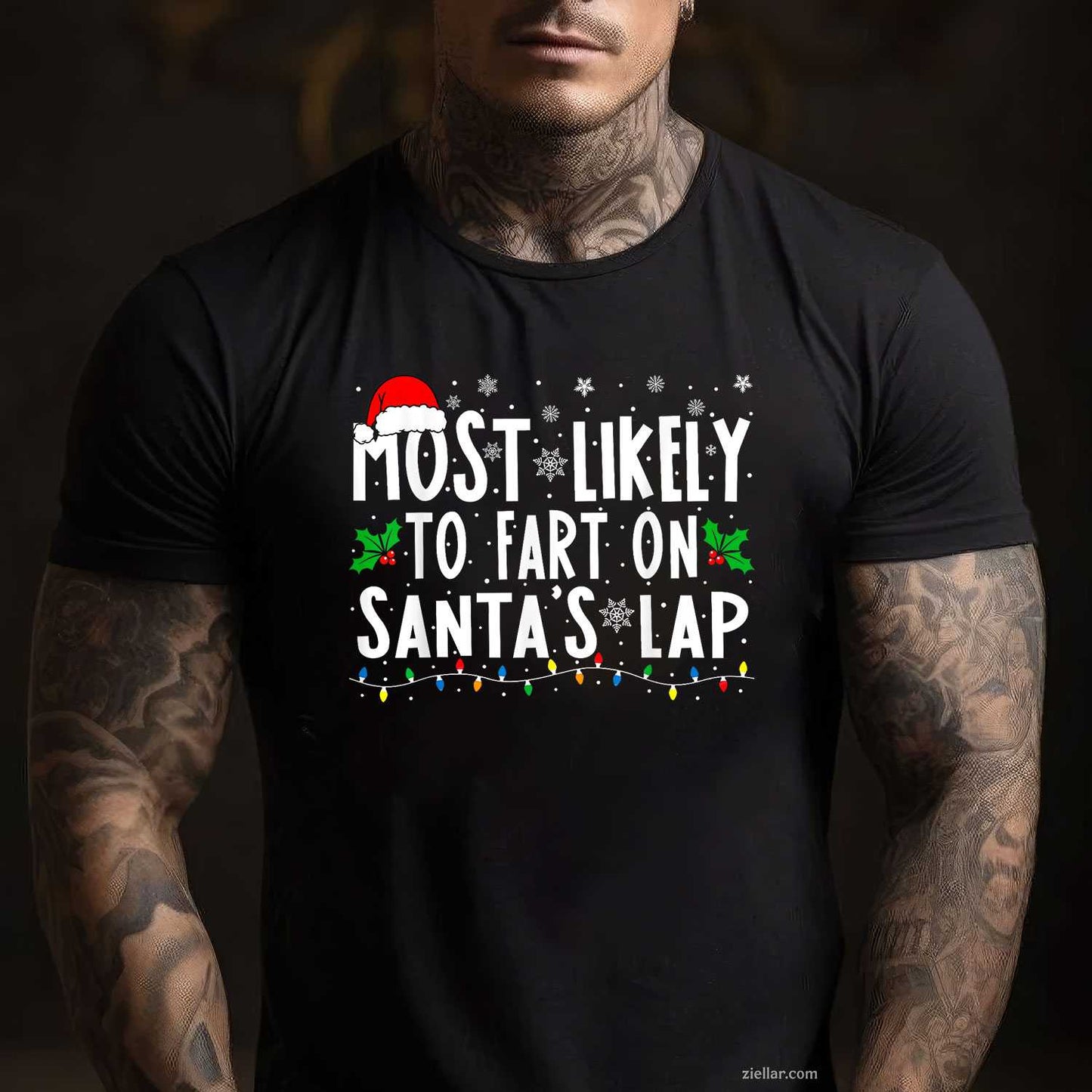 Cat Christmas Light Reindeer Santa Christmas Cat Lover T-Shirt For Men Women T-Shirt_ Cute Animal Holiday Tee