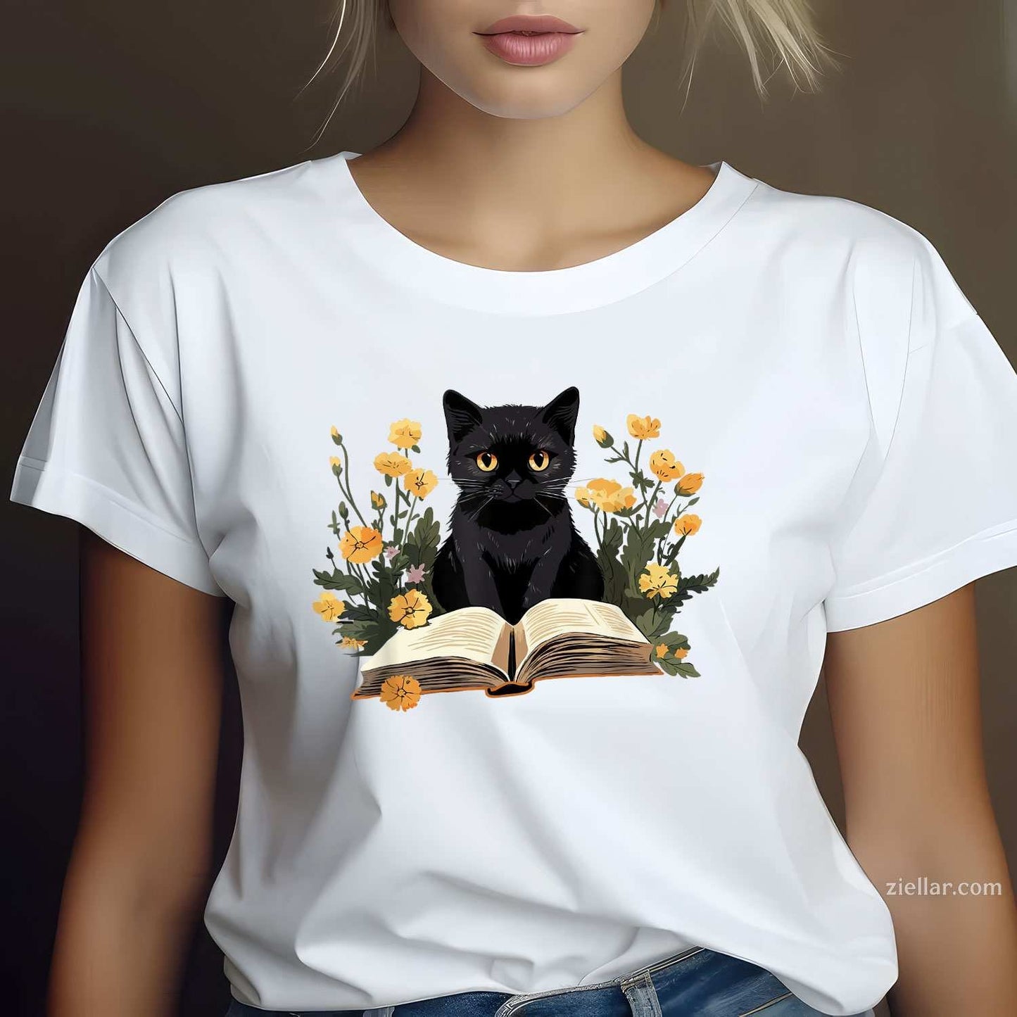 Cat Shirts For Women Book Lover Shirt Cute Cat And Book T-Shirt
