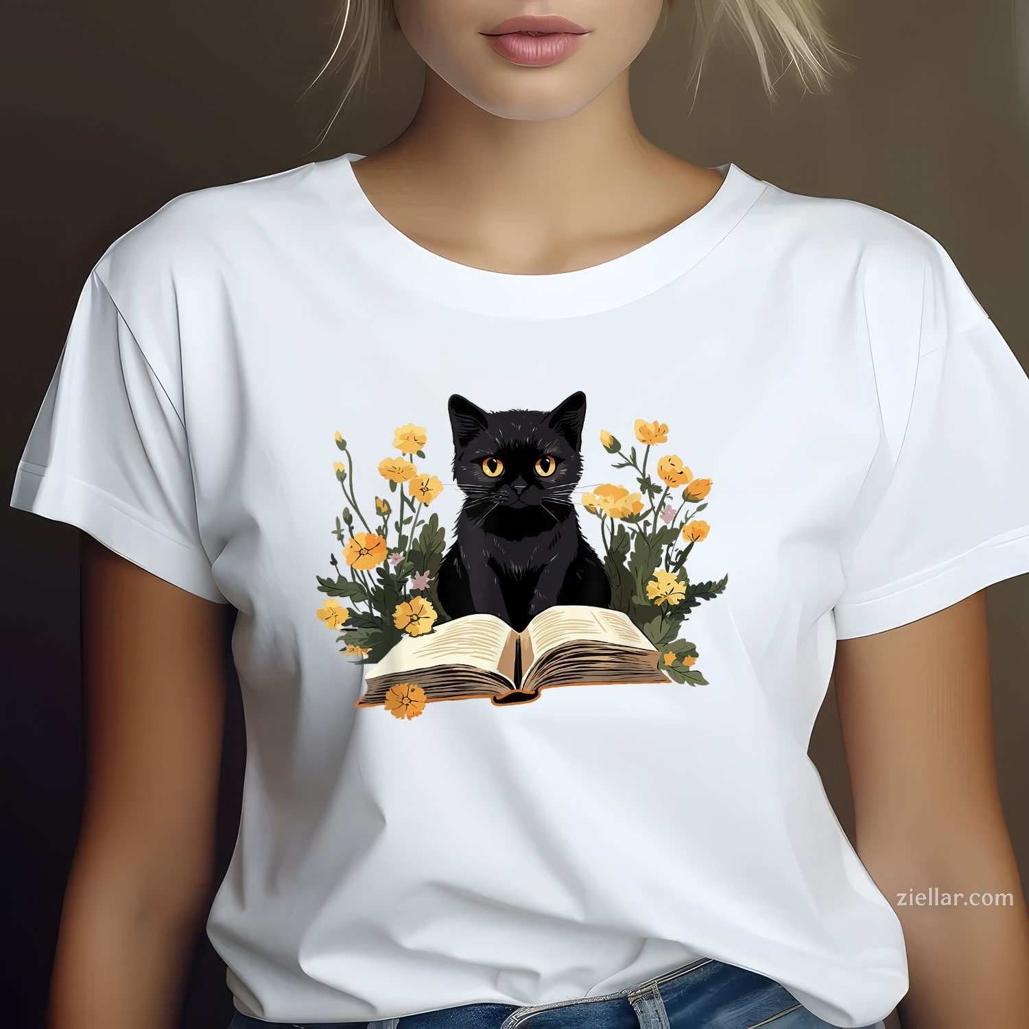 Cat Shirts For Women Book Lover Shirt Cute Cat And Book T-Shirt