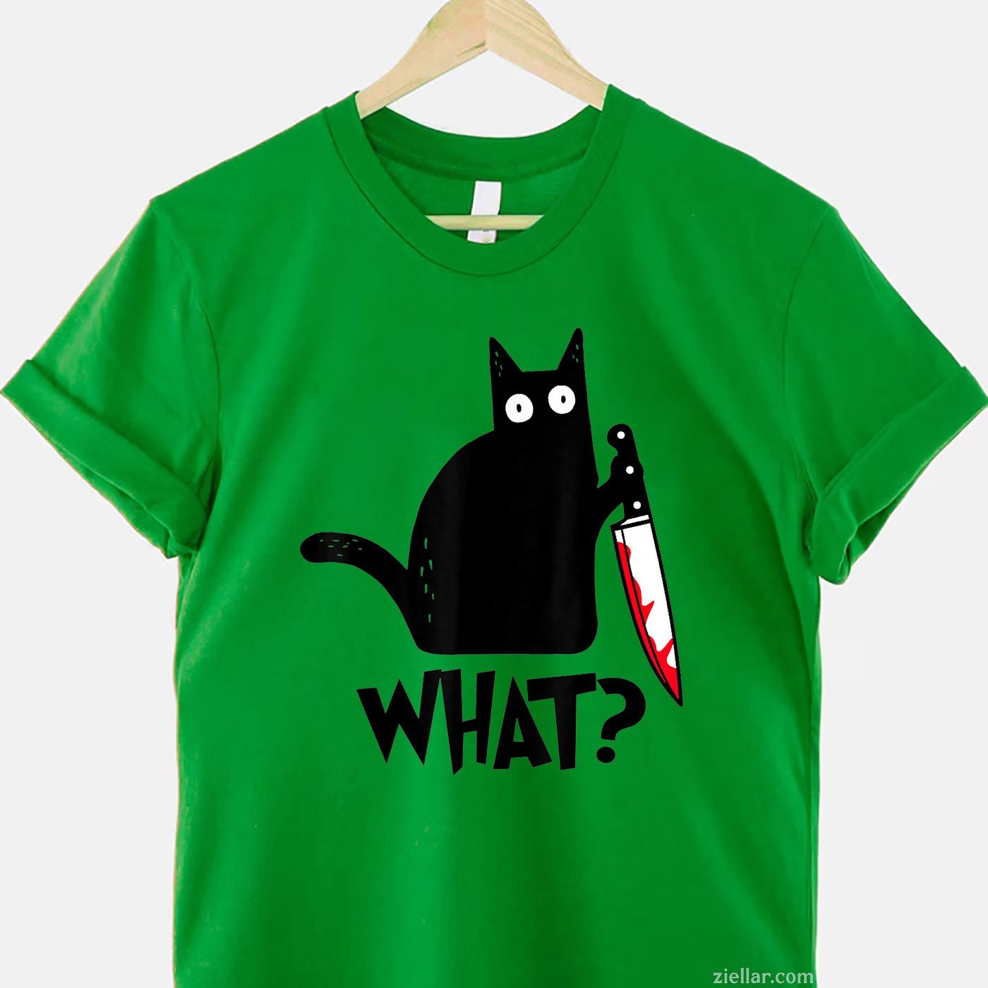 Cat What_ Funny Black Cat Murderous Cat With Knife Tee, Cat Lover T-Shirt for Men Women Adults Unisex, Classic Fit Unisex Design, Everyday Wear Essential