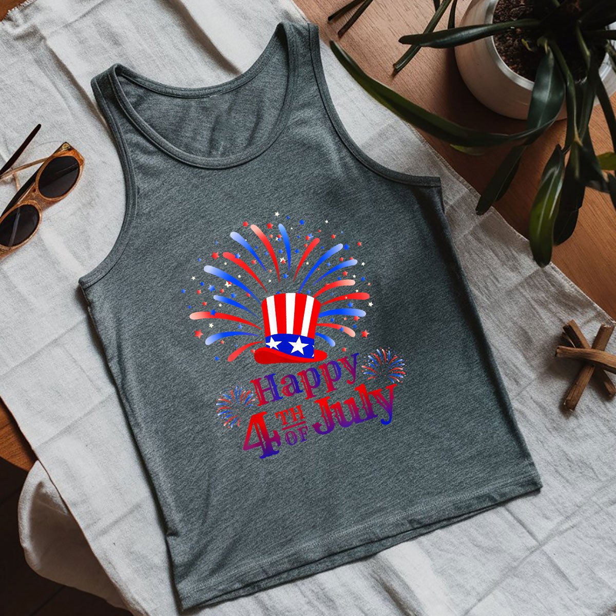 Celebrating Freedom Tank Top Shirt, Patriotic USA Independence Day Gift