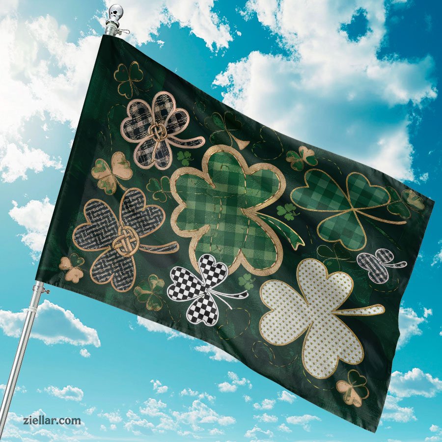 Celtic Shamrock Garden Flag for St. Patrick's Day _ Irish Plaid Outdoor Decor