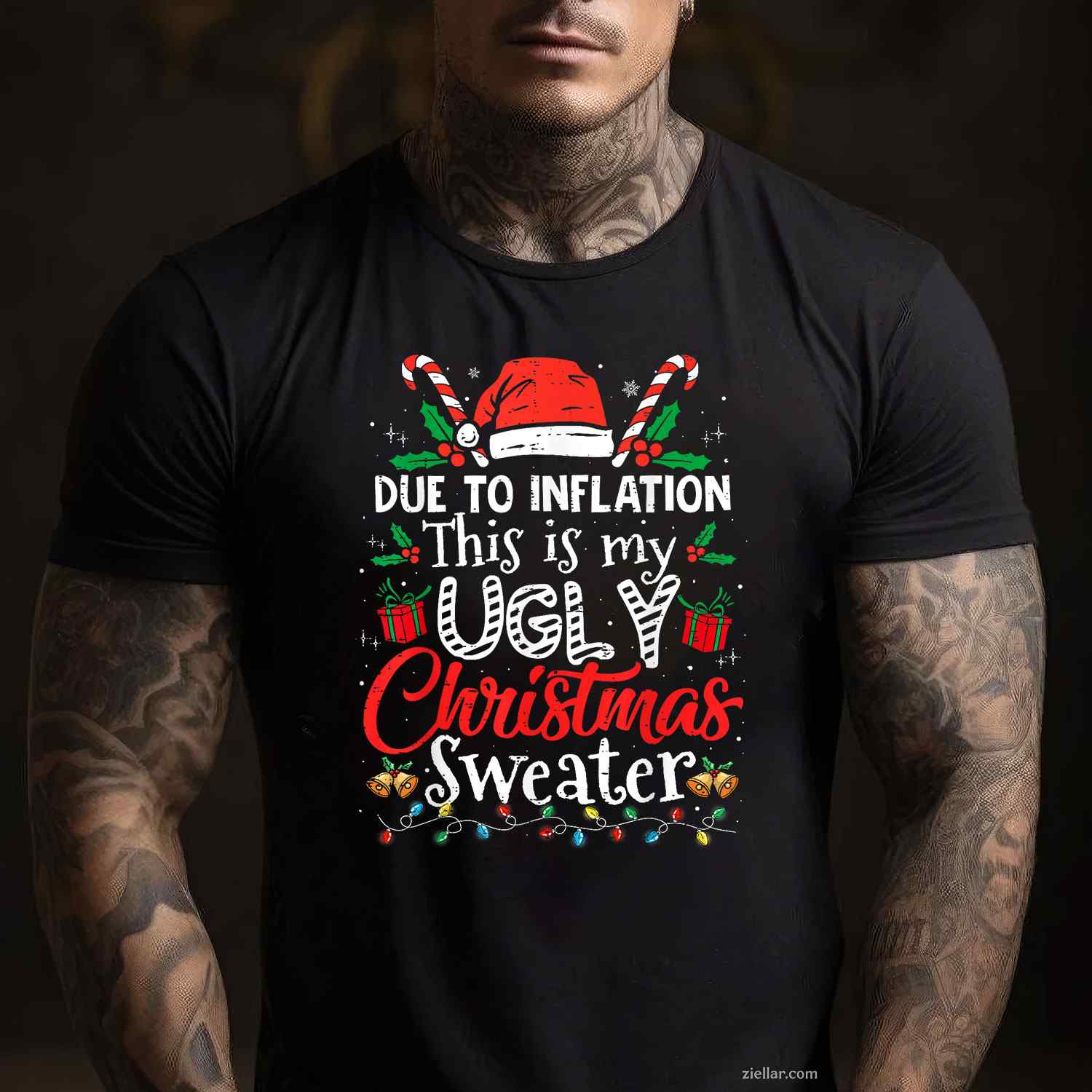 Chicken Christmas This Is My Ugly Sweater Funny T-Shirt_ Humorous Holiday Party Gag Gift Tee