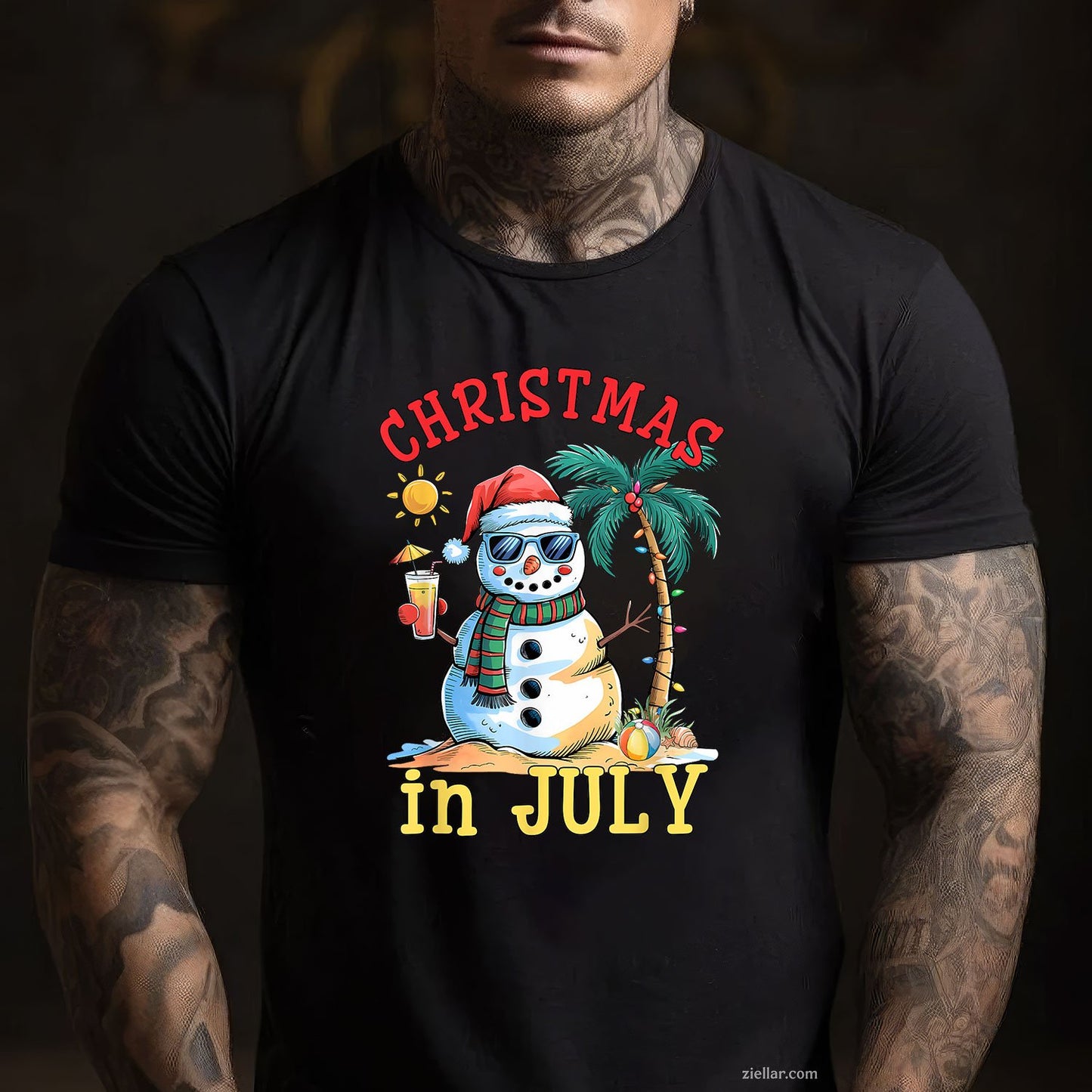 Christmas In July Snowman Summer Beach Vacation Xmas TShirt