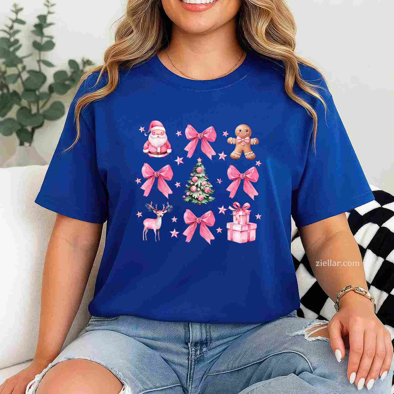 Christmas Shirt For Women Buffalo Plaid Reindeer Tree T-Shirt, A Vintage Buffalo Plaid Reindeer Tree Tee