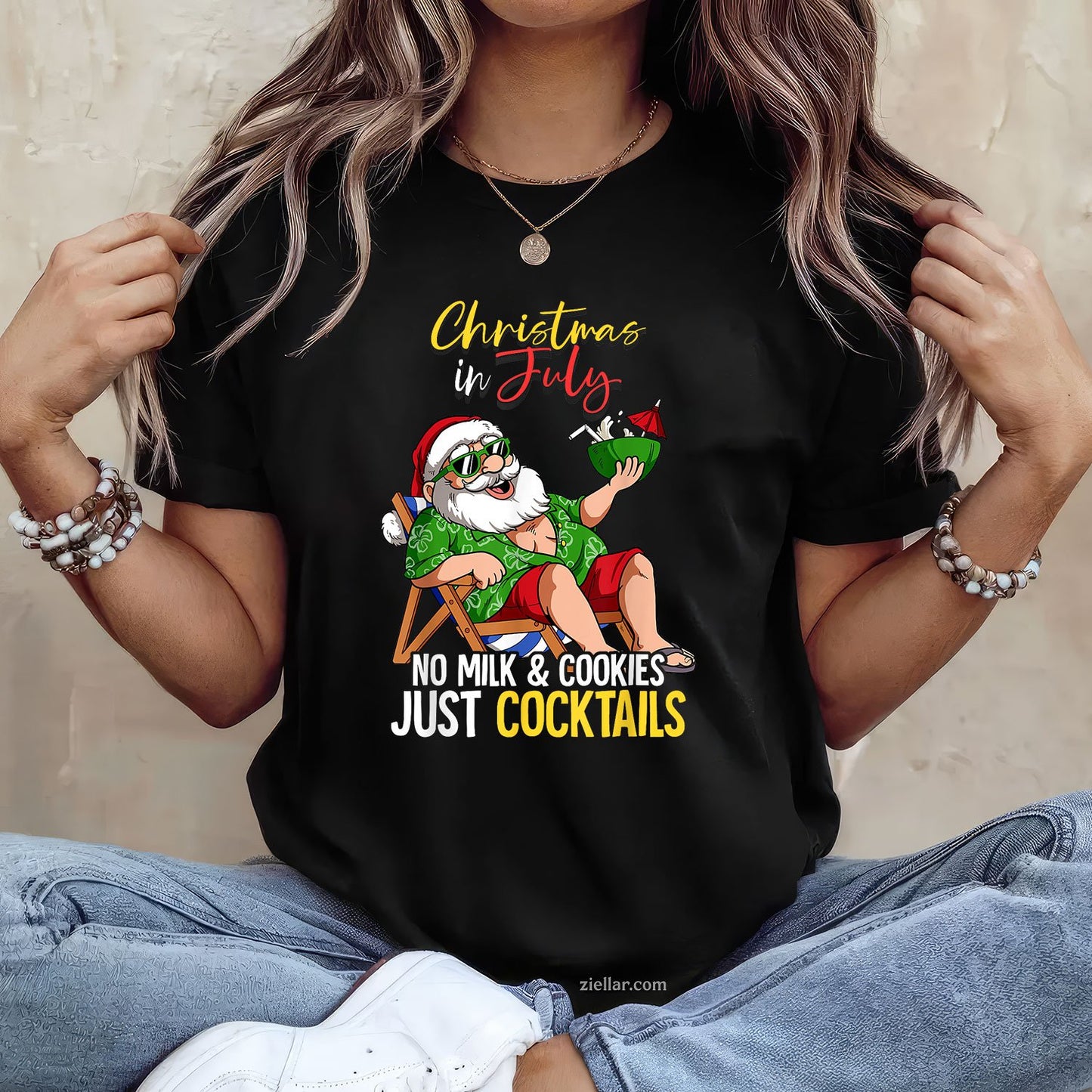 Christmas In July Santa TShirt Funny