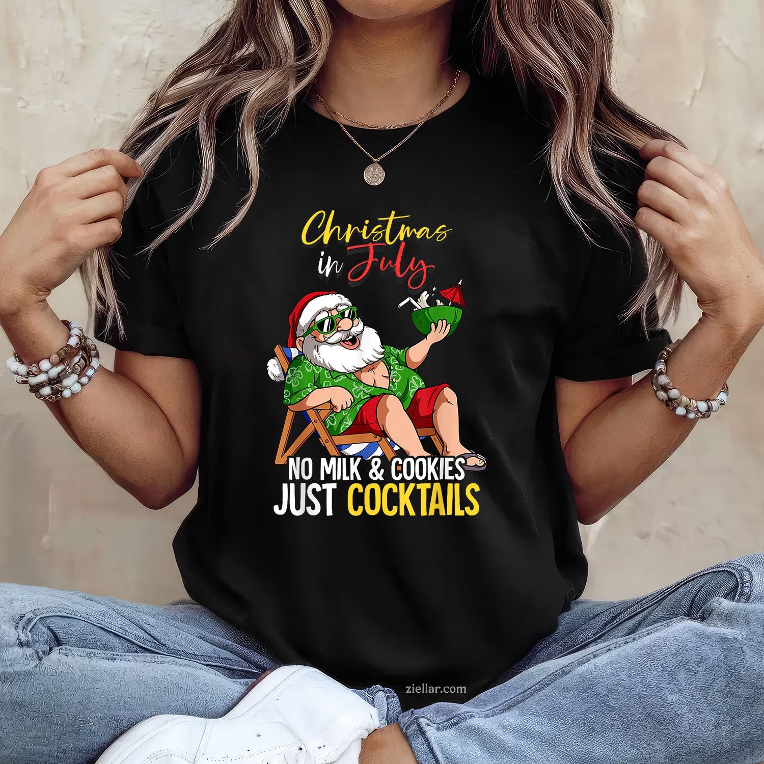Christmas In July Santa TShirt Funny