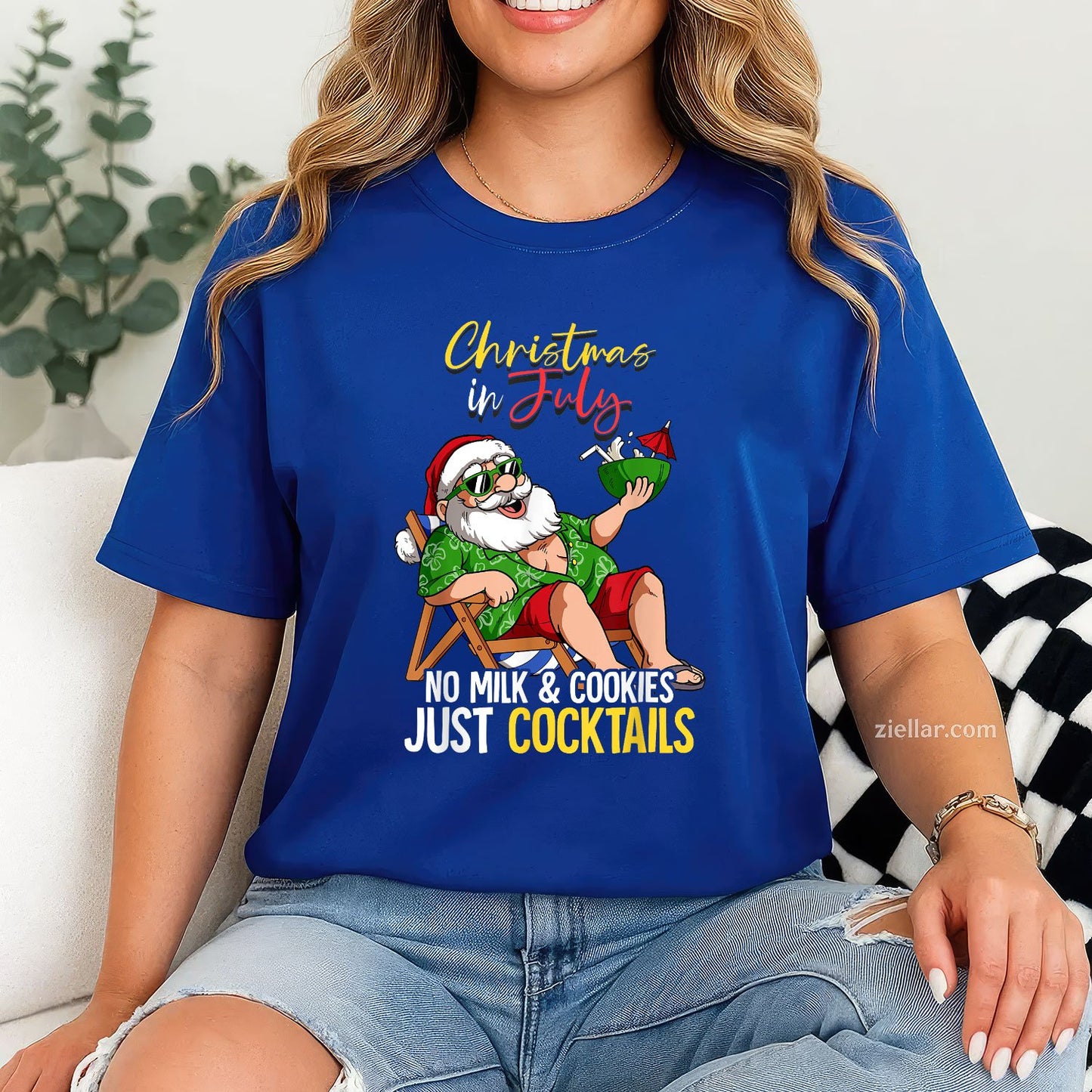 Christmas In July Santa TShirt Funny